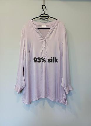 93% шовк, лілова шовкова подовжена блуза