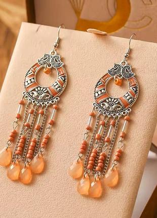 Серьги в этно фольк стиле с подвесками