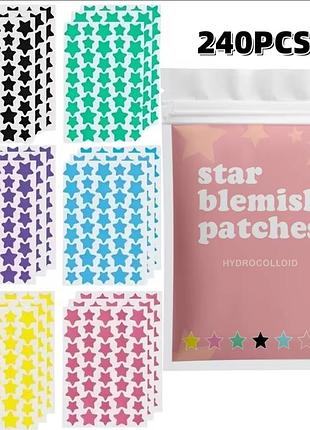 Разноцветные патчи звездочка от прыщей 240 шт. hydrocolloid waterproof pimple patch 240 pcs
