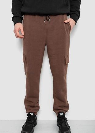 Спортивні штани на флісі, колір коричневий.