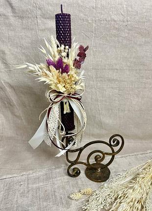 Свічка до стрітення. свічка ручної роботи. свічка з медової вощини. свічки з декором.