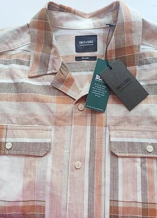 Хлопковая мужская рубашка в клетку only & sons. дания м р-р бренд оригинал
