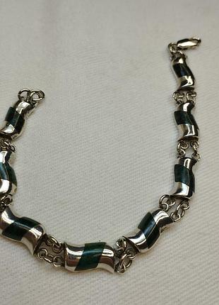 Винтажный серебряный браслет с эмалью