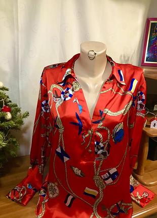 Шовковиста блуза в морській тематиці