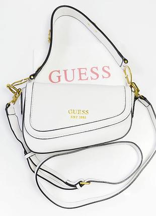 Нова біла сумка седло з довгою ручкою guess