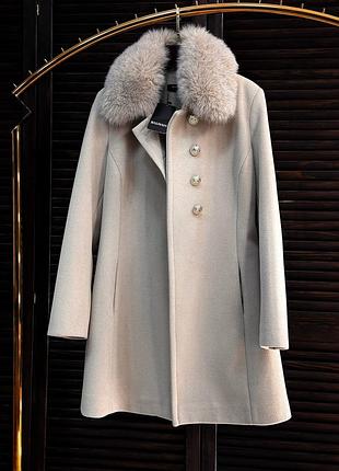 Кашемірове пальто 100% cashmere з песцем жіноче