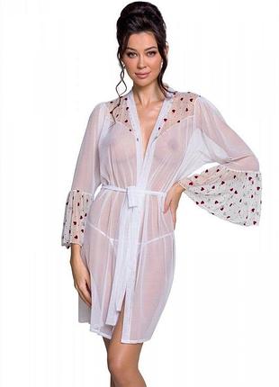 Lovelia peignoir white s/m - напівпрозорий пеньюар