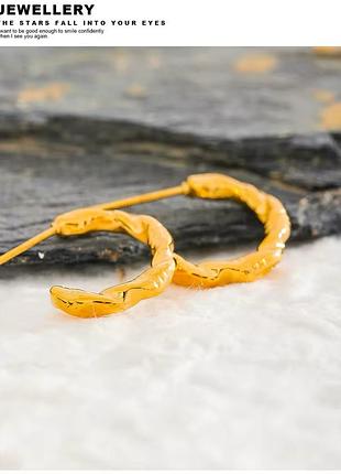 Серьги полукола крученые нержавеющая сталь stainless steel минимализм