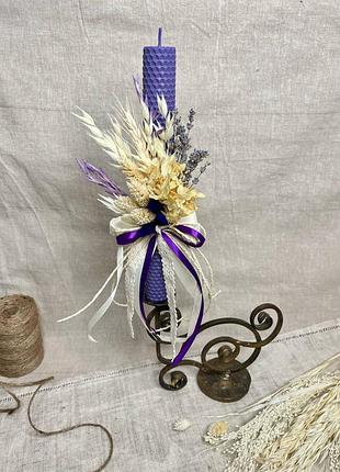 Свічка до стрітення. свічка ручної роботи. свічка з медової вощини. свічки з декором.