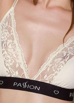 Passion ps001 top (s) - еластичний топ з мереживом (екрю)