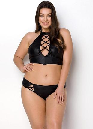 Passion nancy bikini black 4xl/5xl - комплект из эко-кожи