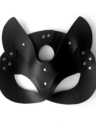 Art of sex - cat mask - чорна маска кішки зі шкіри