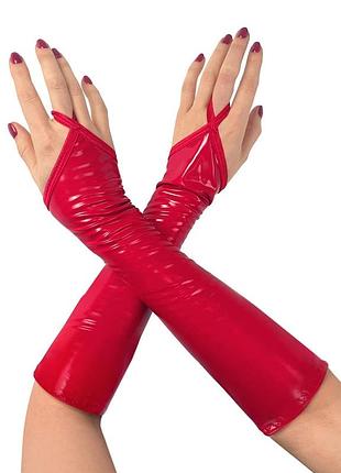 Art of sex - lora (m) - короткие красные виниловые миттинки