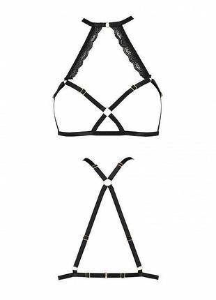 Портупея из стреп с кружевом lorry bra black xxl/xxxl - passion exclusive