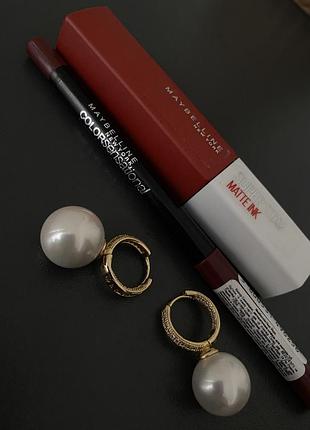 Набір: олівець для губ maybelline + матова рідка помада maybelline| оригінал | нові