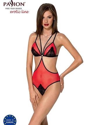 Passion peonia body red l/xl - красно-черное сексуальное боди (польша)