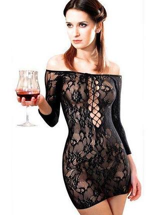 Fetish dinner black xl - платье-сетка с декольте