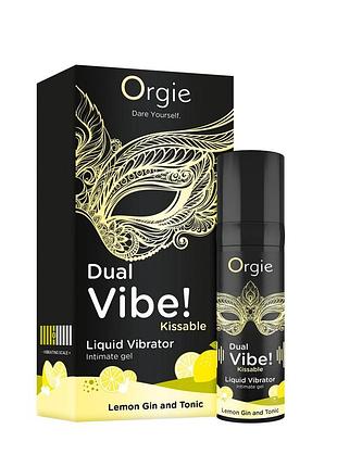 Рідкий вібратор orgie dual vibe! lemon gin and tonic kissable liquid vibrator, 15 мл