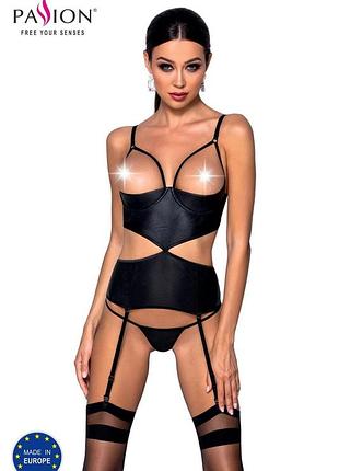 Passion jannies corset black l/xl - жіночий корсет з відкритим ліфом