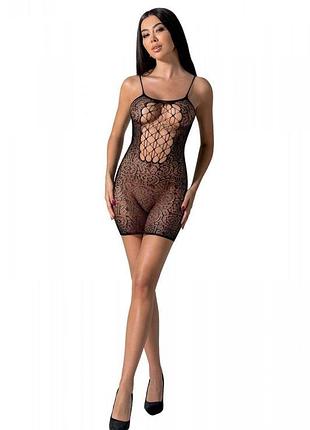 Passion bs096 black - бодістокінг з напіввідкритими грудьми