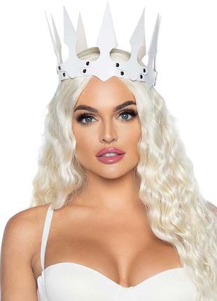 Leg avenue spiked crown - біла корона зі штучної шкіри