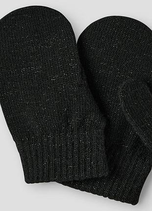 Детские демисезонные вязаные варежки для девочек name it черные (25091736)