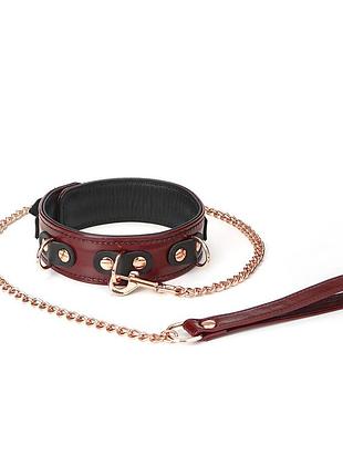 Liebe seele wine red collar and leash - нашийник з повідцем