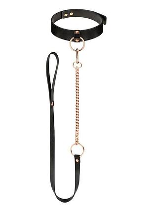 Нашийник з повідцем rosy gold - collar with leash - black