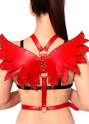 Жіноча портупея art of sex - wings червона xs-m, екошкіра