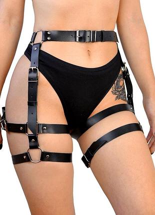 Art of sex - claire xs-м - черные гартеры из натуральная кожа