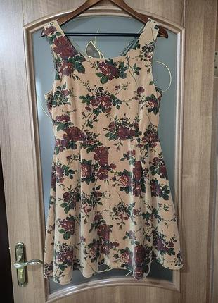 Коттоновое бархатное платье в винтажном стиле с цветочным принтом nile (100% хлопок)