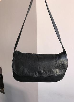 Сумка-багет кожаная arrogance-женская, классическая, цвет-мокрый асфальт, плечо