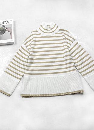 Женский свитер marc oʼpolo с горлом цвета слоновой кости в полоску пшеничного цвета