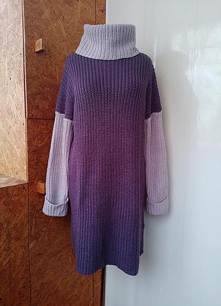 Брендовое акриловое платье миди свитер гольф платье