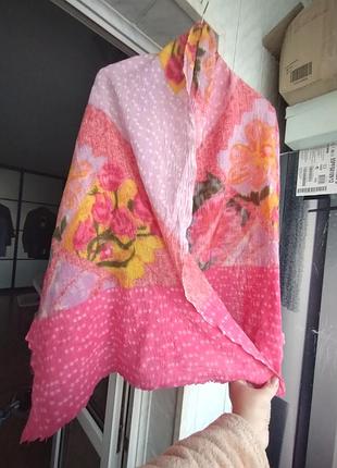 Яркий теплый шерстяной шарф/палантин от крутого бренда