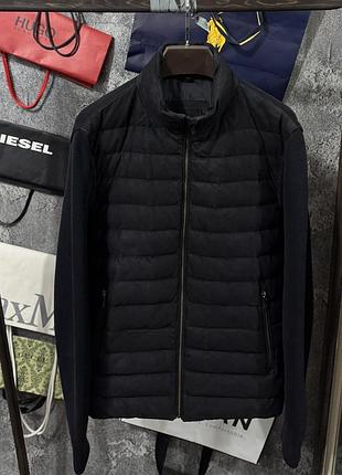 Куртка чоловіча шкірянка massimo dutti leather синій m