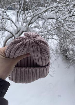 Дитяча зимова шапка на флісі з хомутом для дівчинки