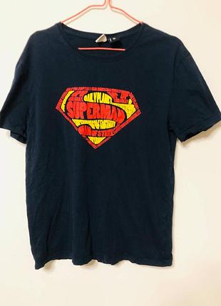 Футболка чоловіча синя superman defacto, розмір s - m.