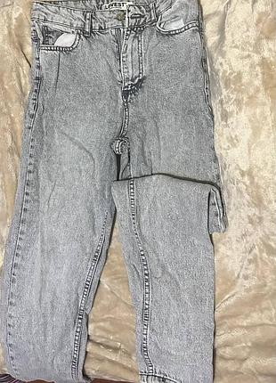 Джинсы серые мом