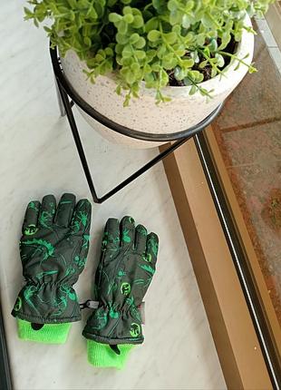 Варежки термо кофейки с динозаврами thinsulate на 5-8 лет