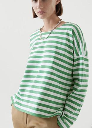 Cos женский хлопковый лонгслив в полоску!оригинал