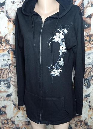 Винтажное зип худи с цветочным принтом
