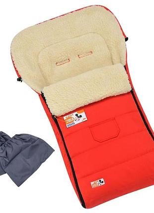 Конверт-чехол зимний на овчине в коляску и санки for kids mini красного цвета (fk- mini – red)
