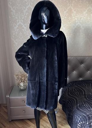 Норковая шуба с капюшоном номерная blackglama