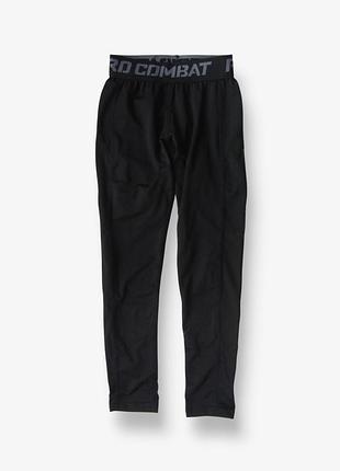 Черные спортивные термо тайтсы рашгарды компрессионные штаны брюки лосины леггинсы pro combat 4-5 лет