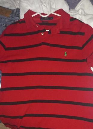 Чоловіча polo ralph lauren classic fit у червоно-чорну смужку