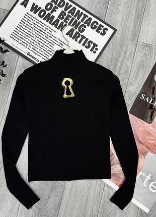 Гольф женский в рубчик с замочной скважиной one size черный