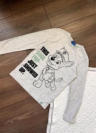 Сірий лонгслів кофта футболка довгий рукав для хлопчика 6-7 років 122 см щенячий патруль paw patrol