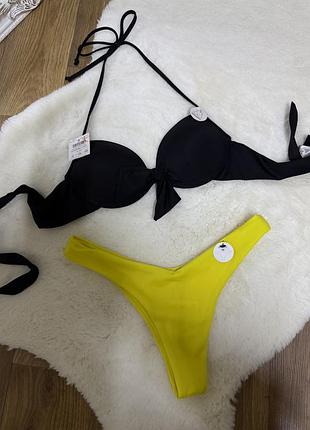 Жіночий роздільний купальник, розмір xs | стильний, літній 🖤💛