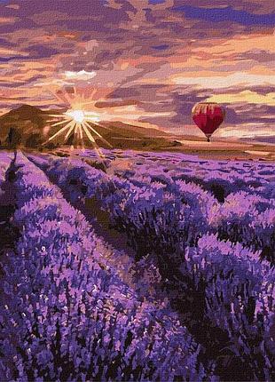 Картина по номерам пейзаж цветущее лавандовое поле 40*50 см идейка kho2839